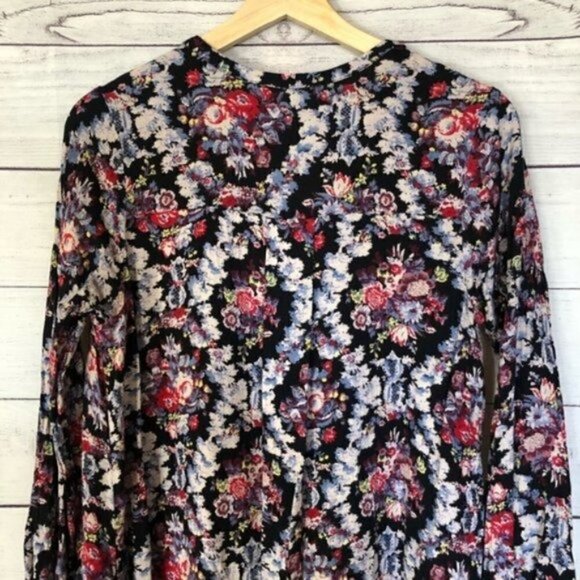 Boutique Esley Colorful Printed Long Sleeve Keyhole Neck Shift Dress M - Picture 5 of 6